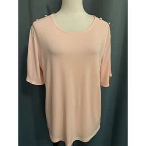 Liz Claiborne Women's XL Pink Short Sleeve Blouse Casual Top